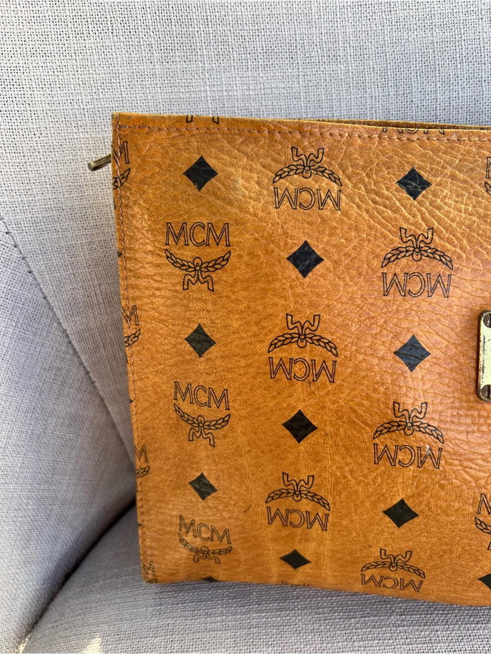MCM Visetos Leather Vintage Clutch Hand Bag Purse Brown - Picture 3 of 16